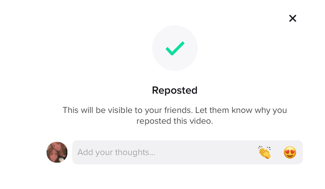 Nuevo botón Repost de TikTok